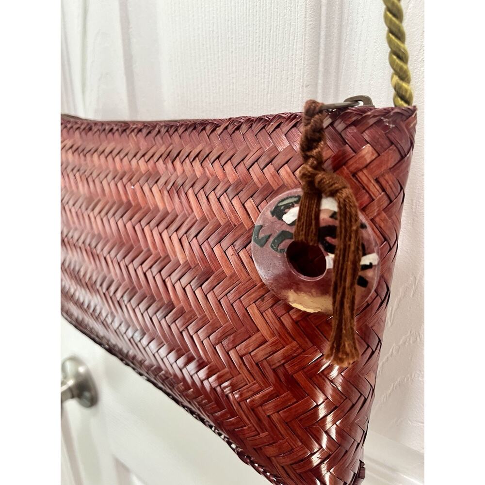 Woven Straw Tan Fringe Envelope Beach Boho Coast Cruise Crossbody Purse